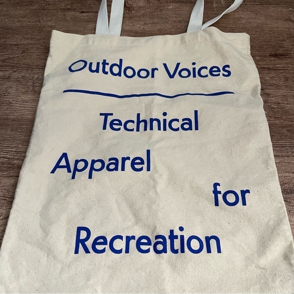 Outdoor Voices Print Tan Tote Bag One Size